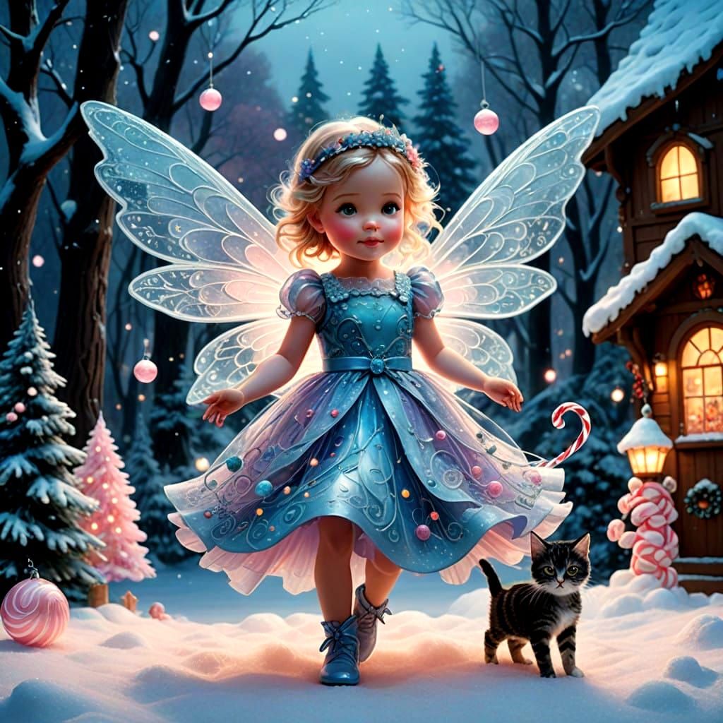 Whimsical Christmas Wonderland with Glass Fairy and Adorable...