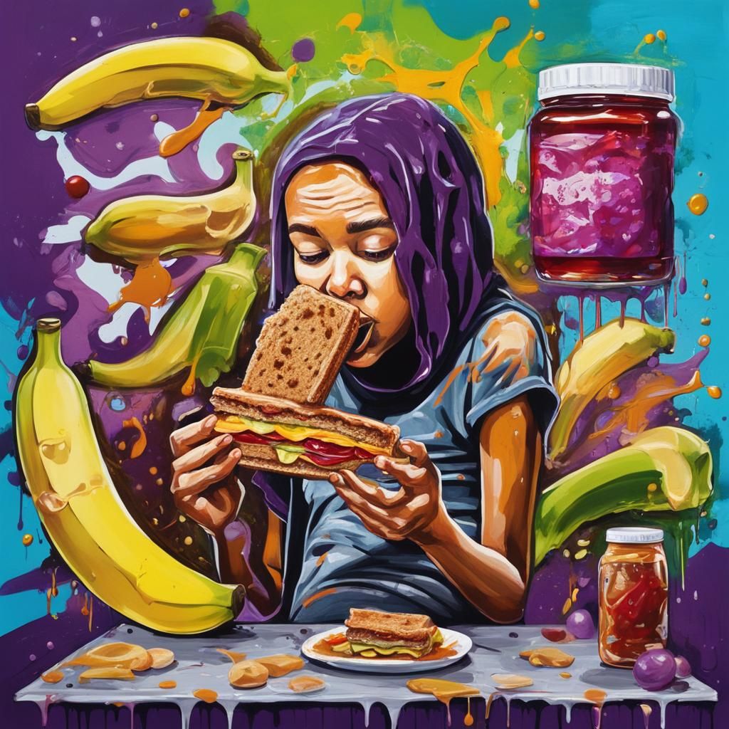 Pregnant Woman's Graffiti Art Midnight Snack