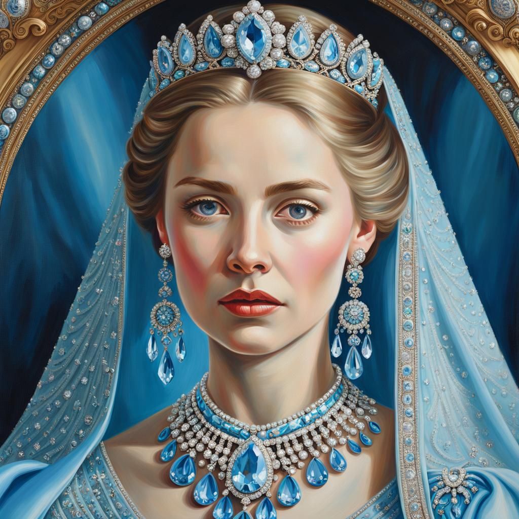 Russian Princess Portrait in Rococo Faberge Style