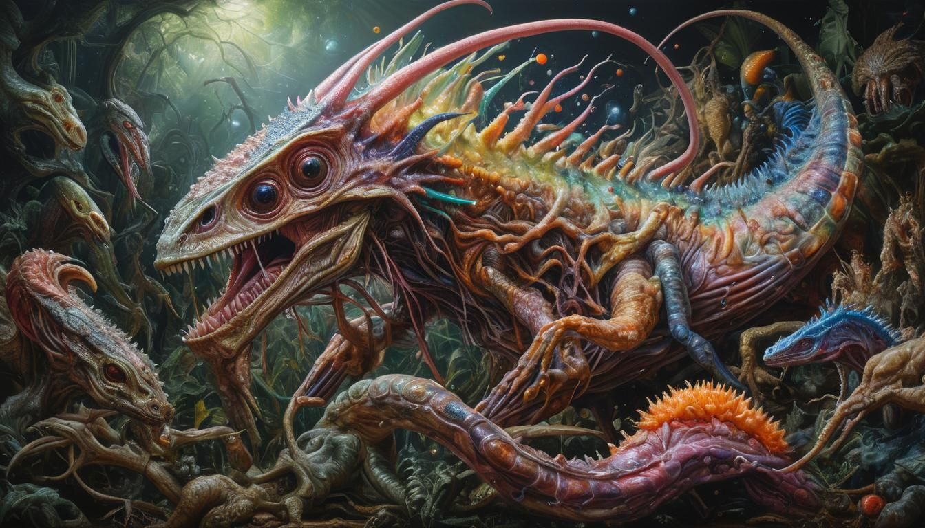 Exotic Alien Creatures in Hyperreal Photorealistic Style