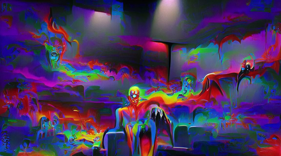 Sinister Technicolor Hellscape on Melting Movie Screen