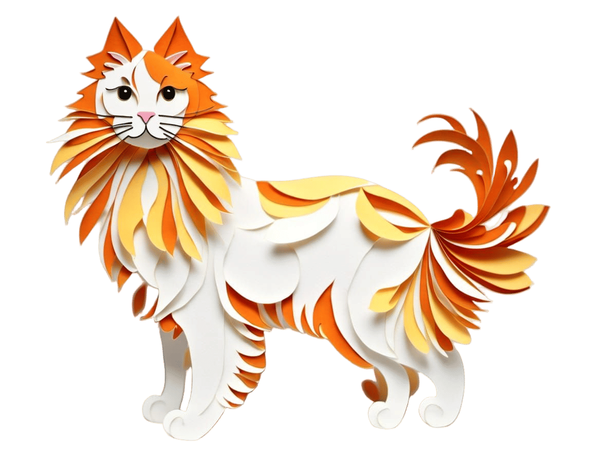 Kirigami Calico Cat With Crescent Moon