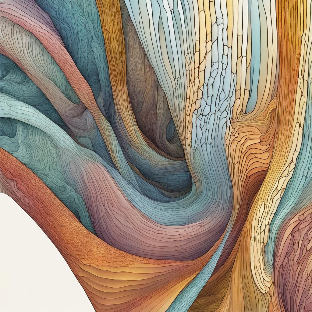 Labyrinthian Microscopic Structure with Perspective Distorti...