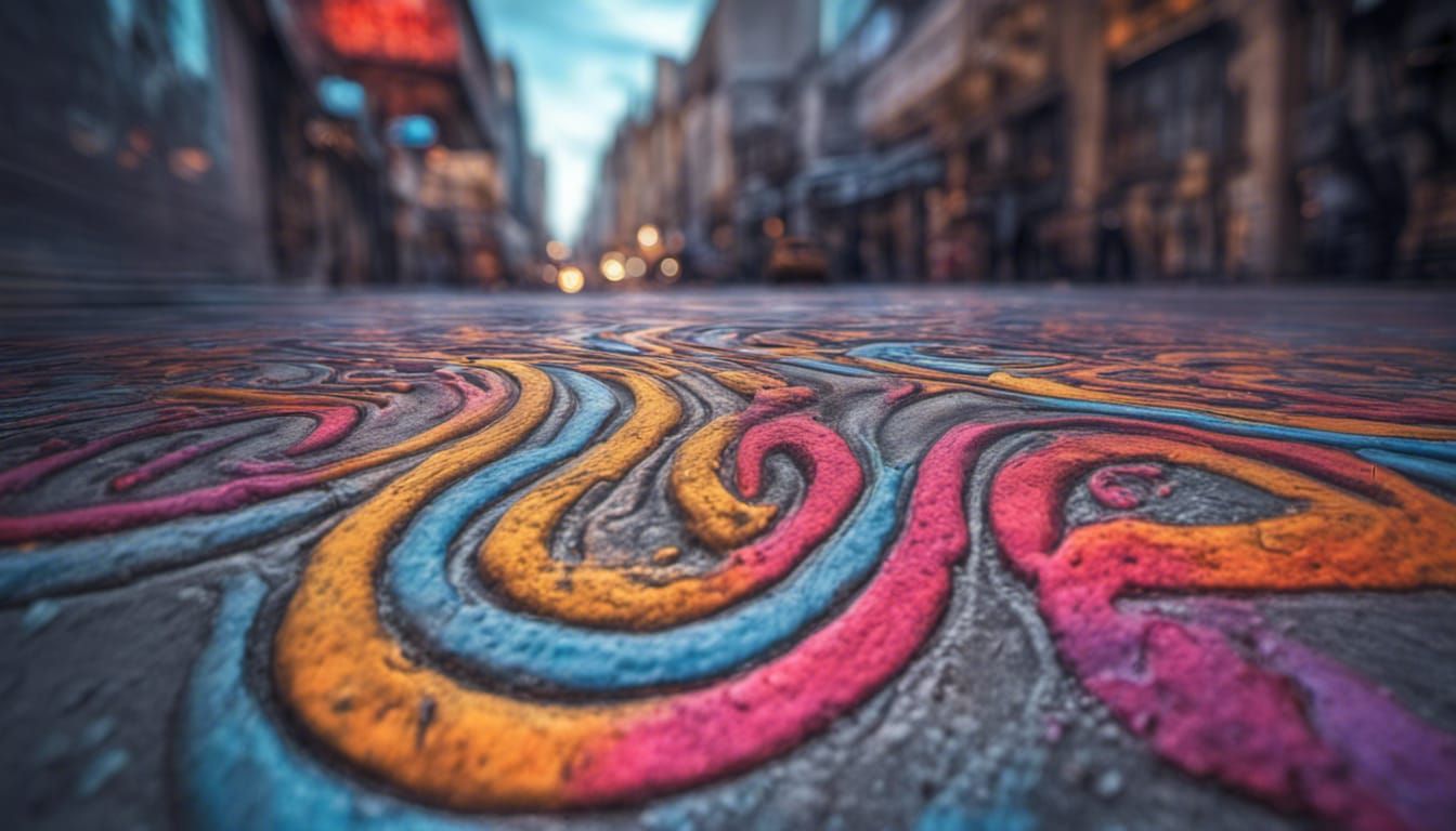 Bug's Eye View of Pavement Chalk