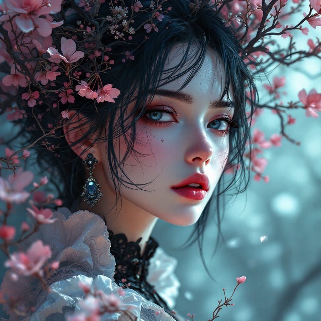 Ethereal Fantasy Portrait in Cyberpunk Style