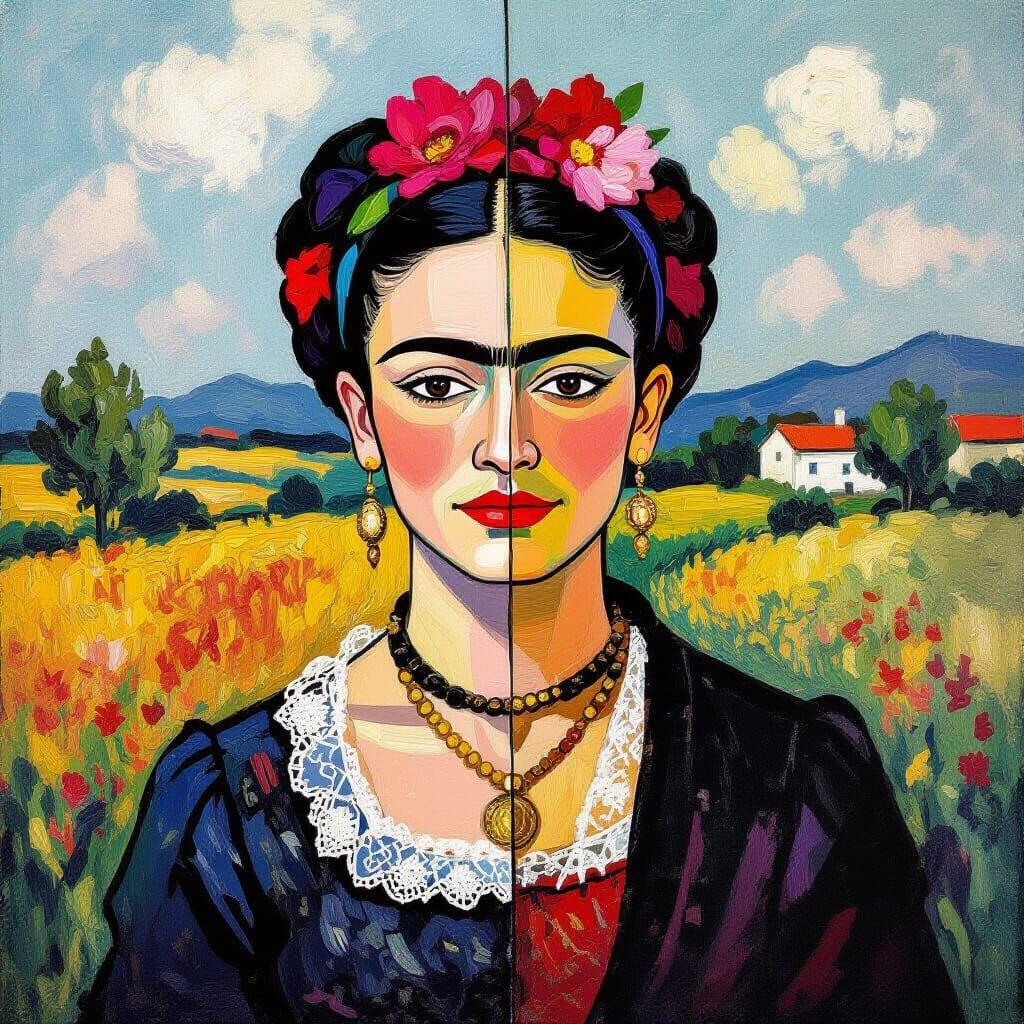 Divided Portrait: Youth and Old Age in Impressionist Style