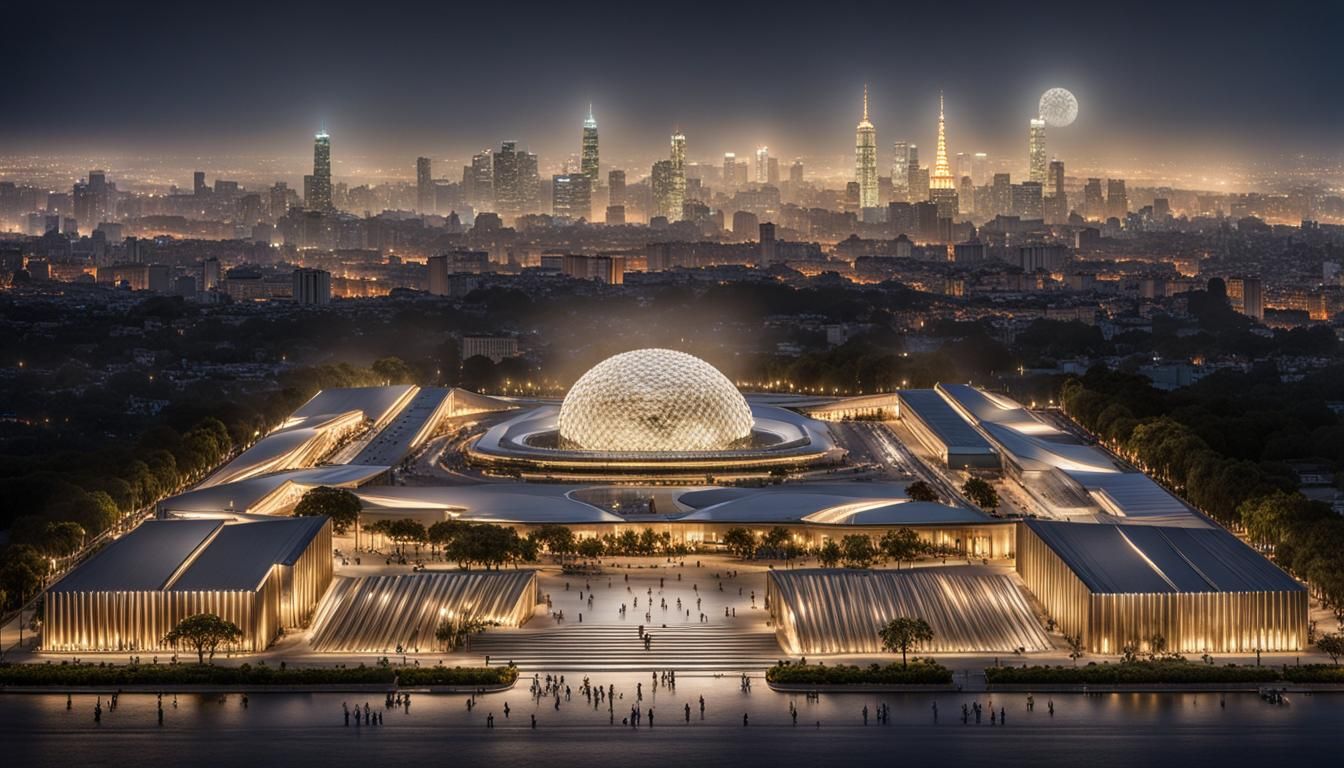 Ethereal Fantasy Cityscape with Silver Domes