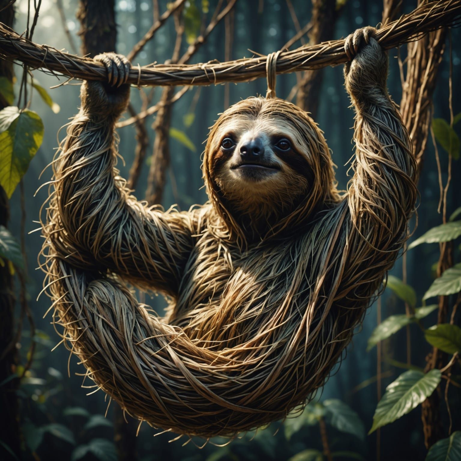 Sloth in Intricate Digital Tapestry