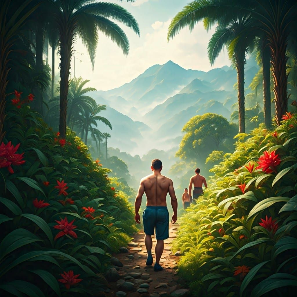 Sensual Colombian Men Hike Through Enchanted Landscape