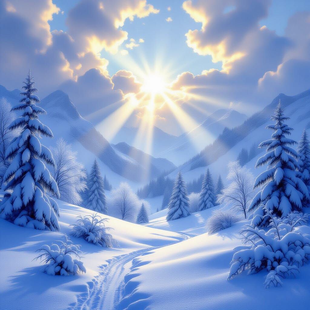 Ethereal Snow Landscape in Romanticism Style