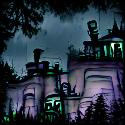 Ominous Haunted Mansion in Dark Forest
