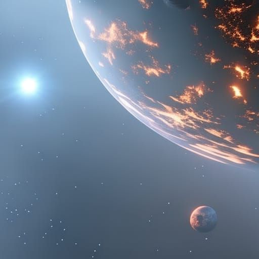 Hyperdetailed Planet in Space: Dark Fantasy Concept Art