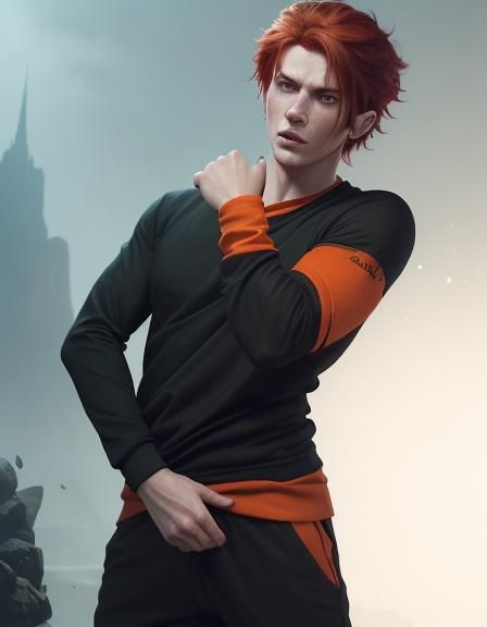 Man with Red Hair in Detailed Digital Painting