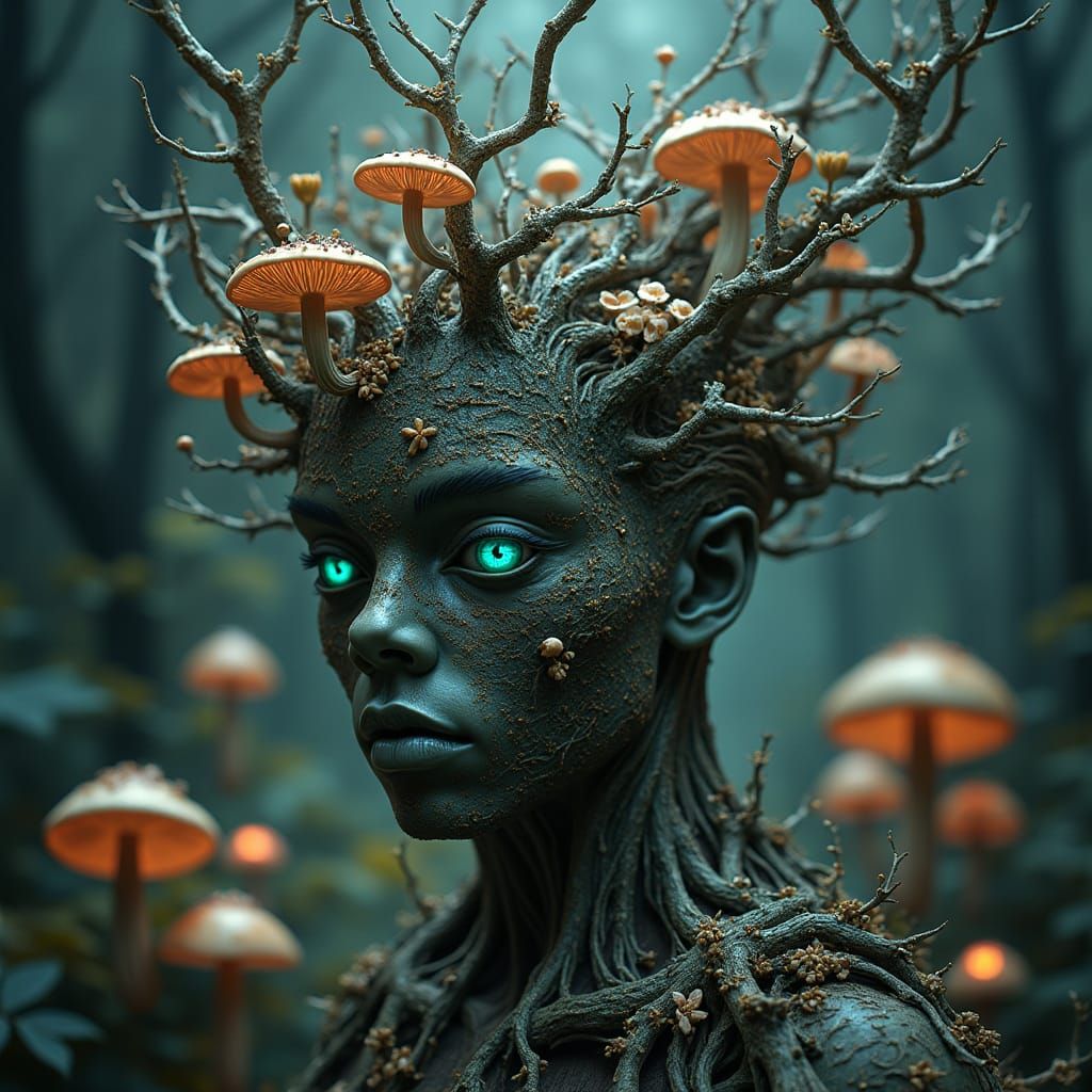 Botanical Metamorphosis: Hyperrealistic Portrait in a Surrea...