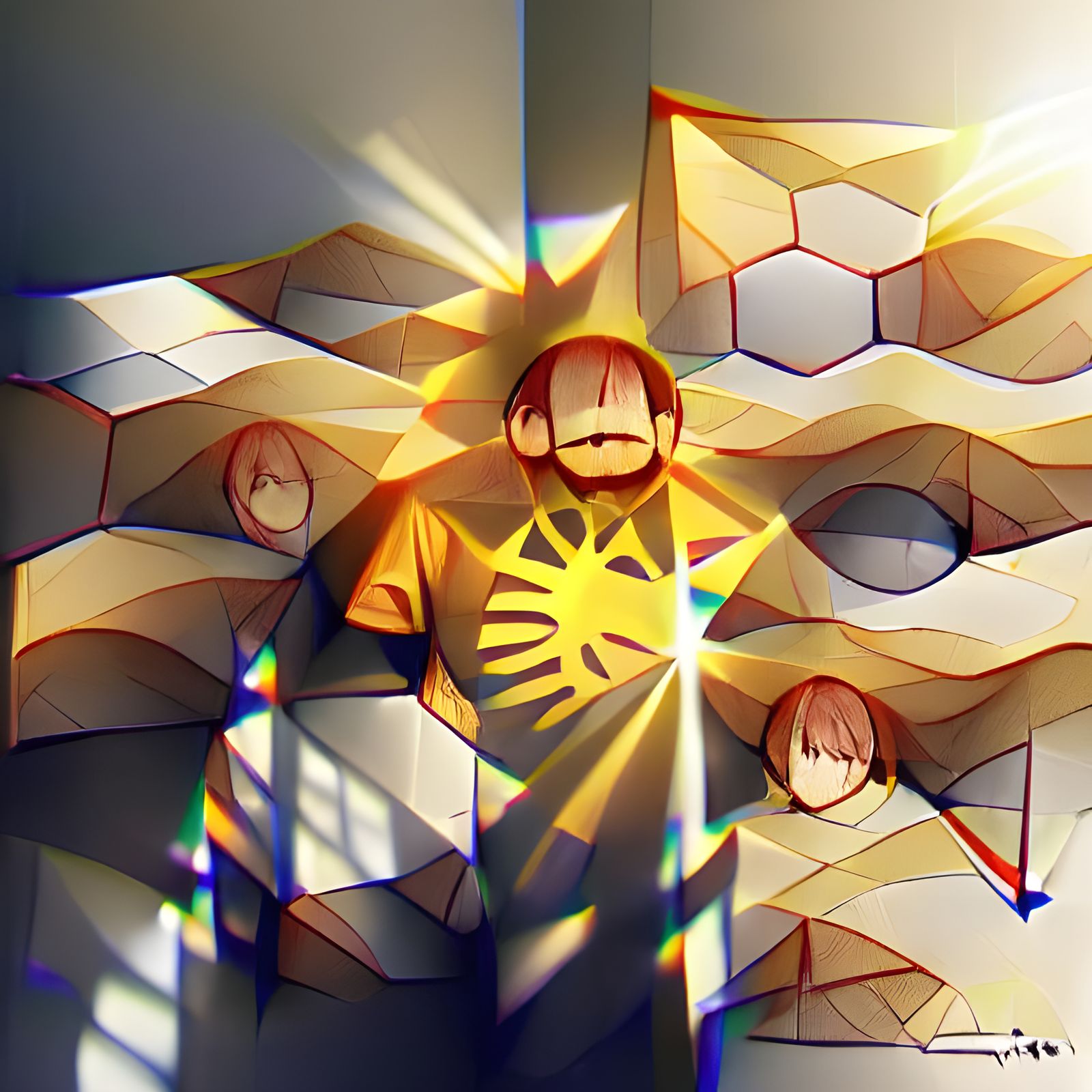 Geometric Sun Rays Silhouette a Figure