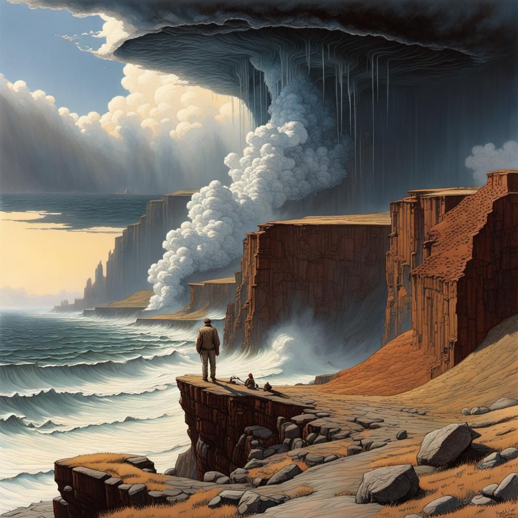 Dystopian Wasteland Landscape in Hyperrealism Style