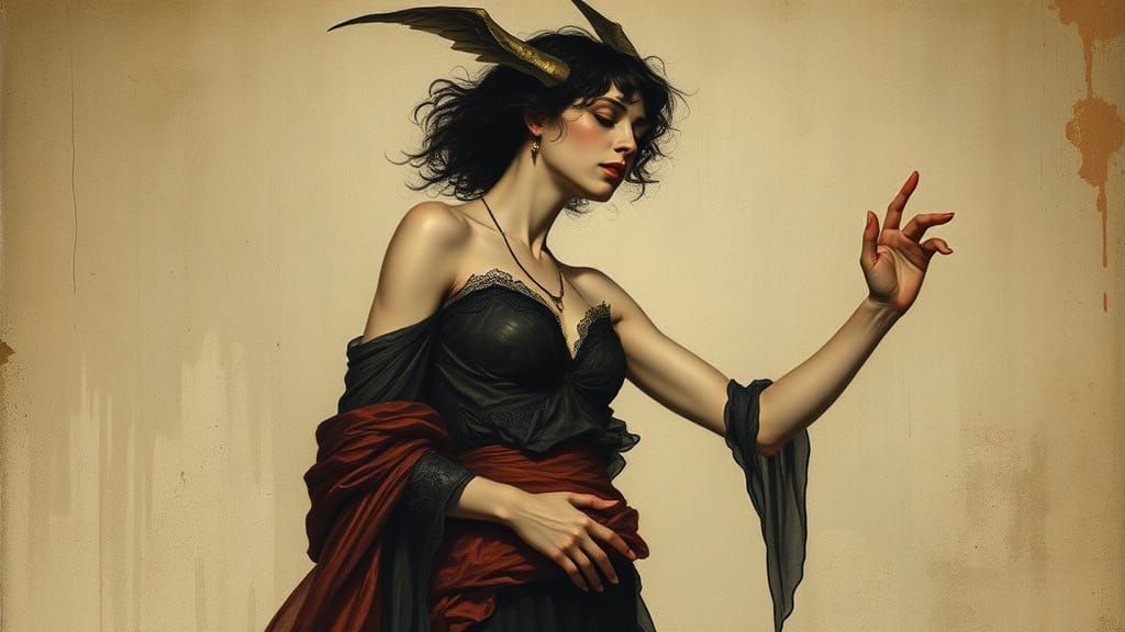 Surreal Portrait of Lucifer in a Dark, Romantic Style