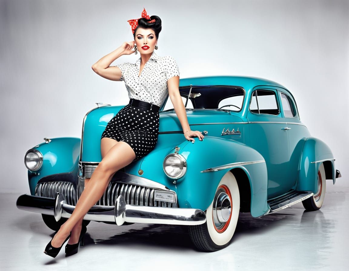 A beautiful lady posed as a Pin up Girl for a Magazine pictu...