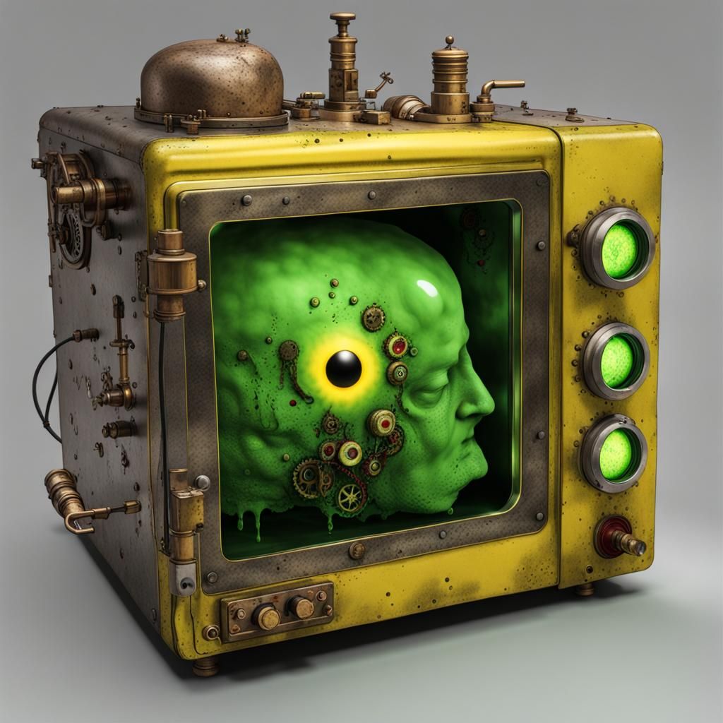Steampunk Microwave with Decaying Green Head