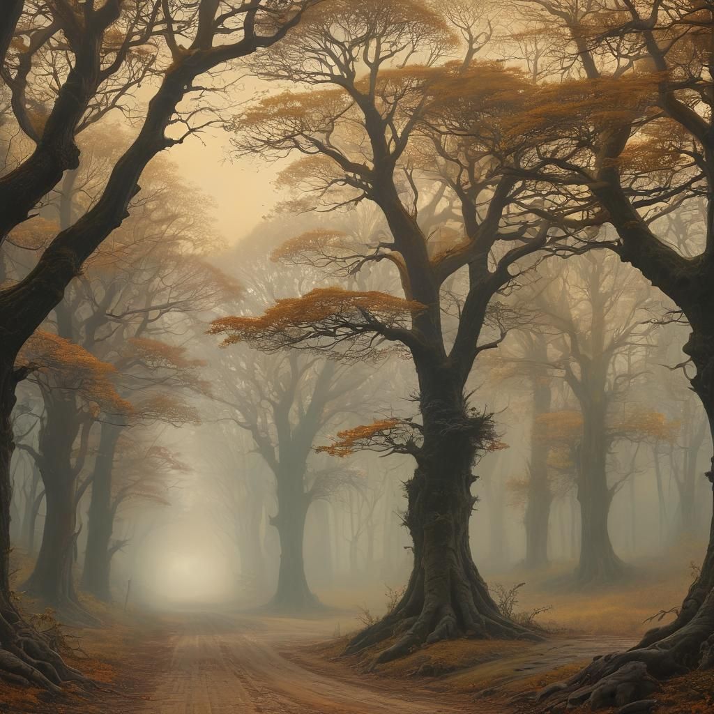 Ethereal Landscape Painting in Triadic Colors