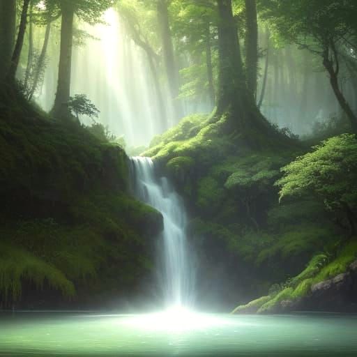 Giant Hand Waters Lush Forest with Watering Can