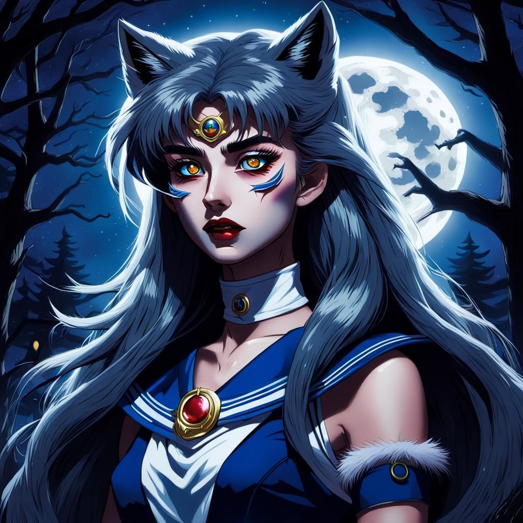Sailor Moon's Werewolf Transformation: Dark Fantasy Art