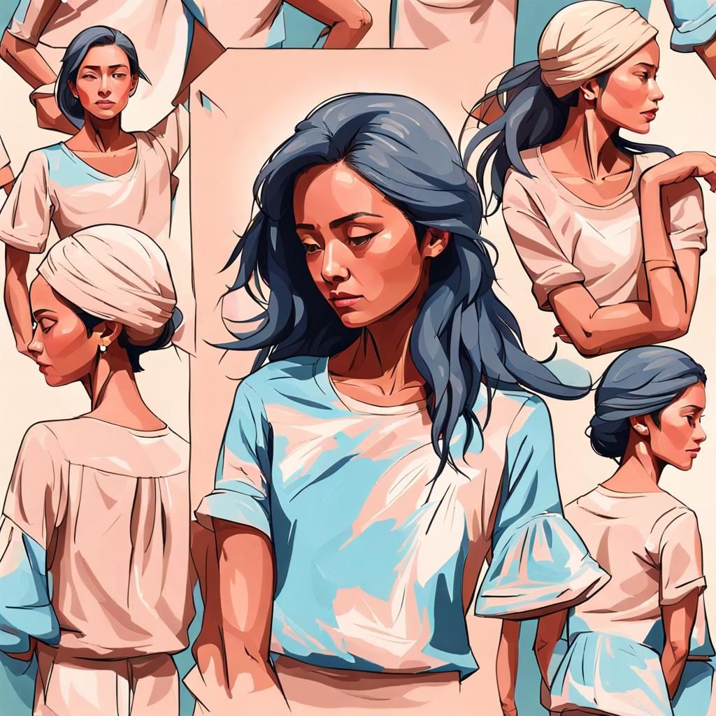 Woman Poses: Front, Profile, Back, and 3/4 Views