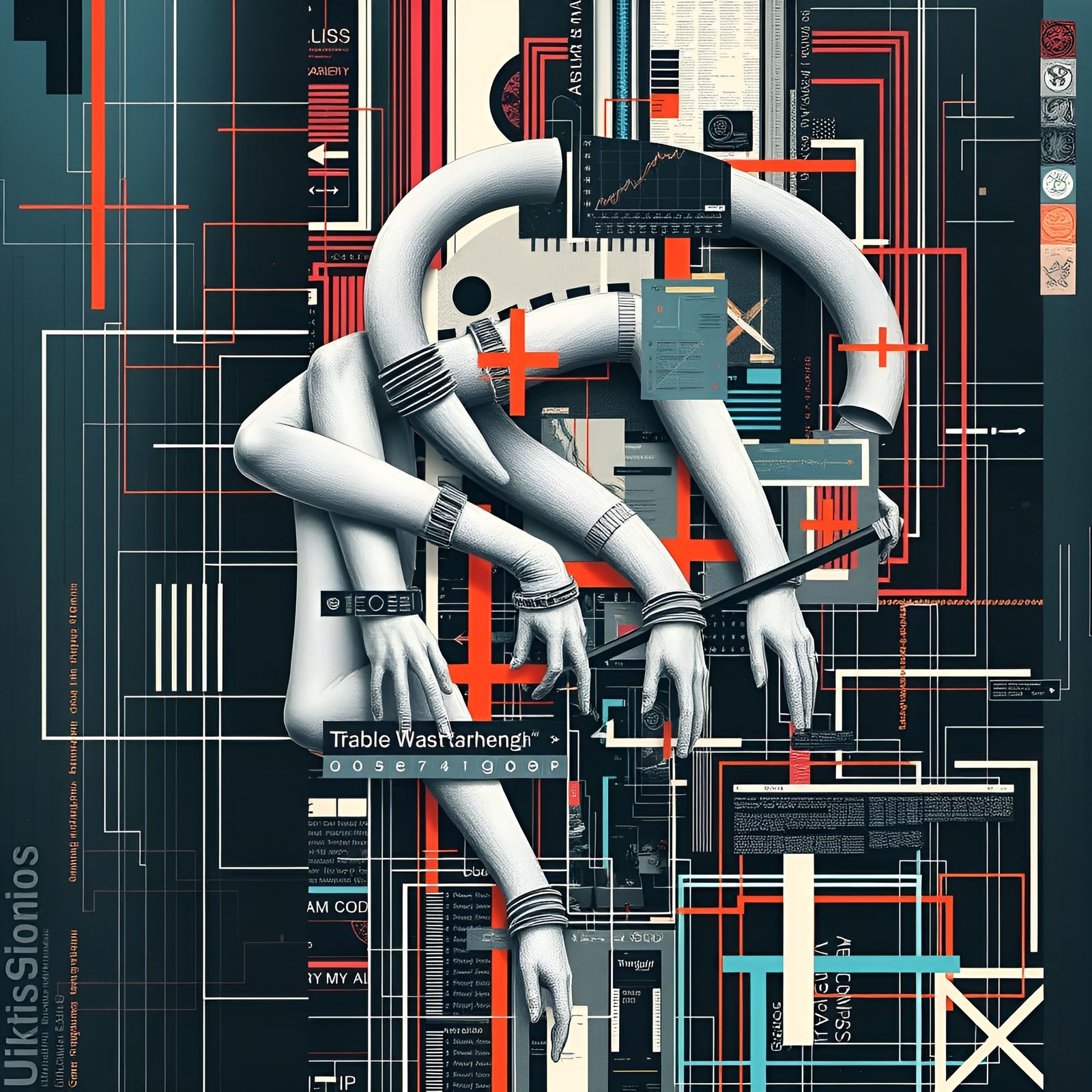 Abstract Digital Glitch Art Collage of Unknowable Reality