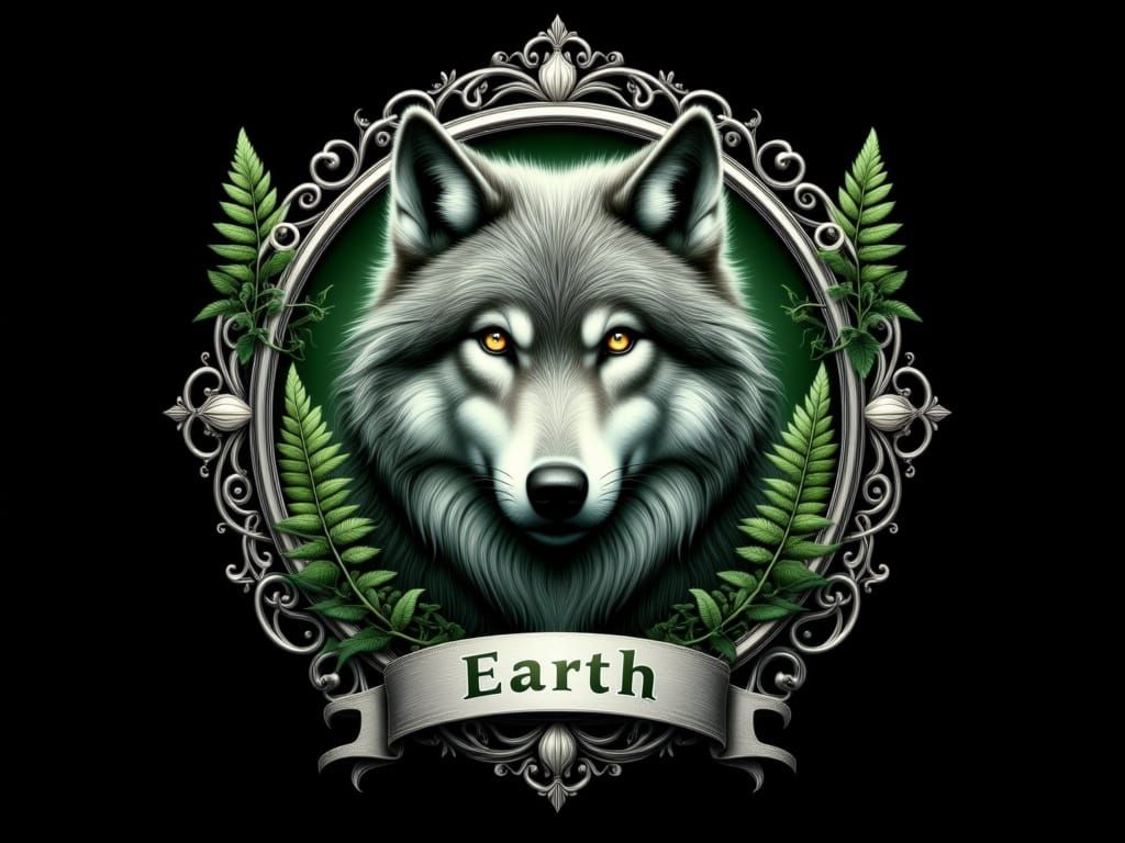 Mystical Earth Elemental Logo in Elegant, Intricate Style