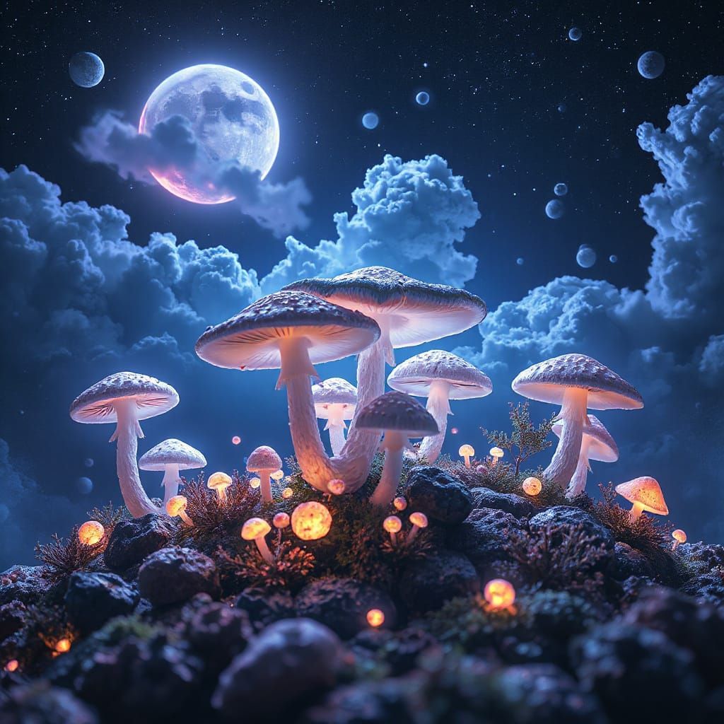 Ethereal Galaxy Mushroom Oasis
