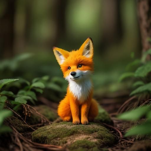 Adorable Orange Fox Cub in Forest Photograph