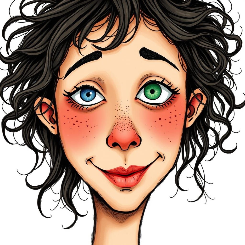 Whimsical Female Portrait with Unique Charm