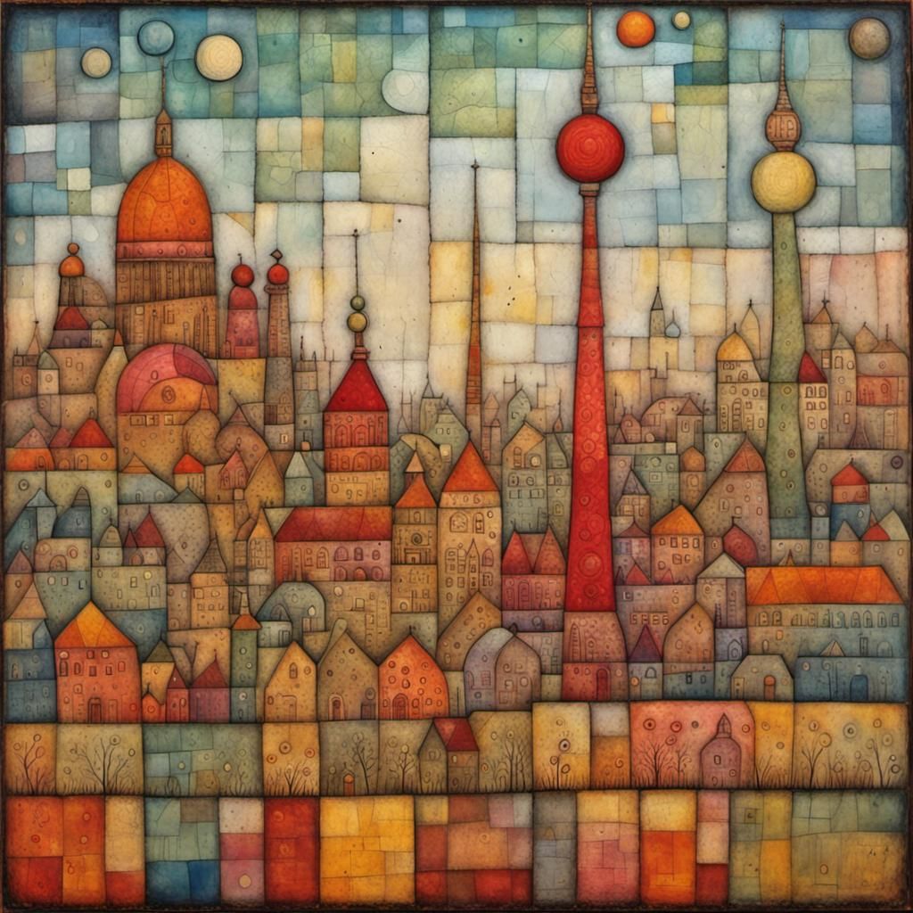 Encaustic Berlin Inspired by Klee and Silivonchik