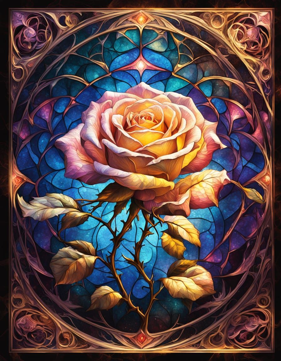 Ethereal Rose Illuminated by Golden Light