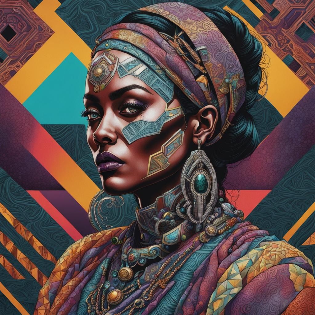Hyperrealistic Portrait of Woman in Futuristic Attire