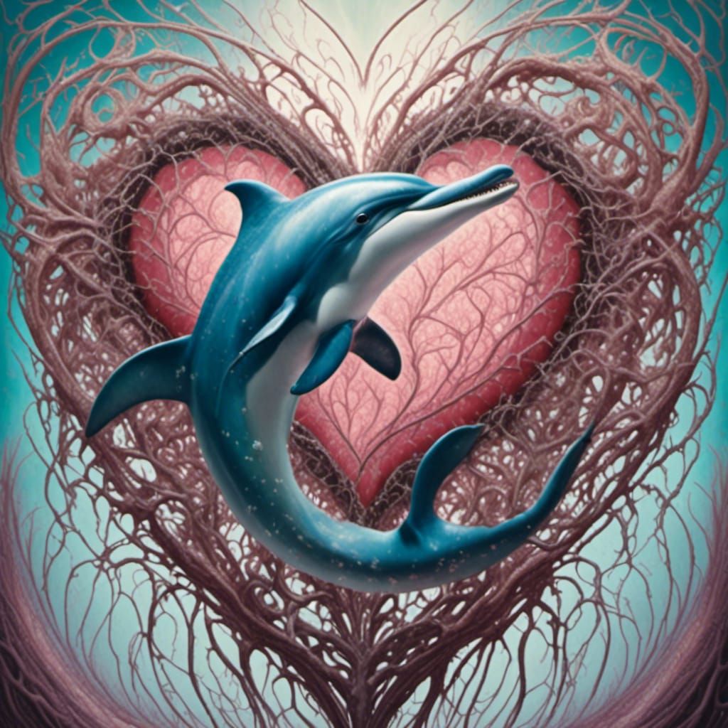 Stylized Dolphin Heart Design