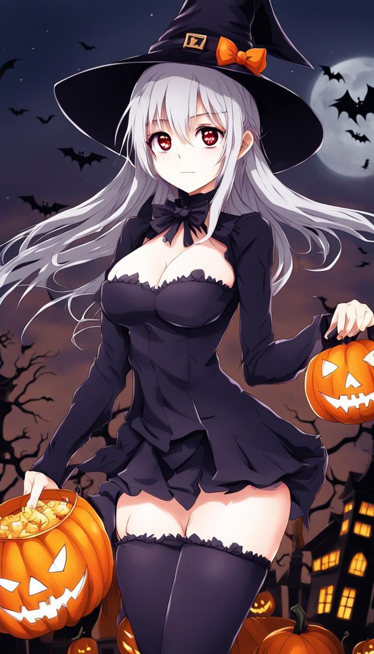 Anime Girl in Halloween Costume: Manga Style