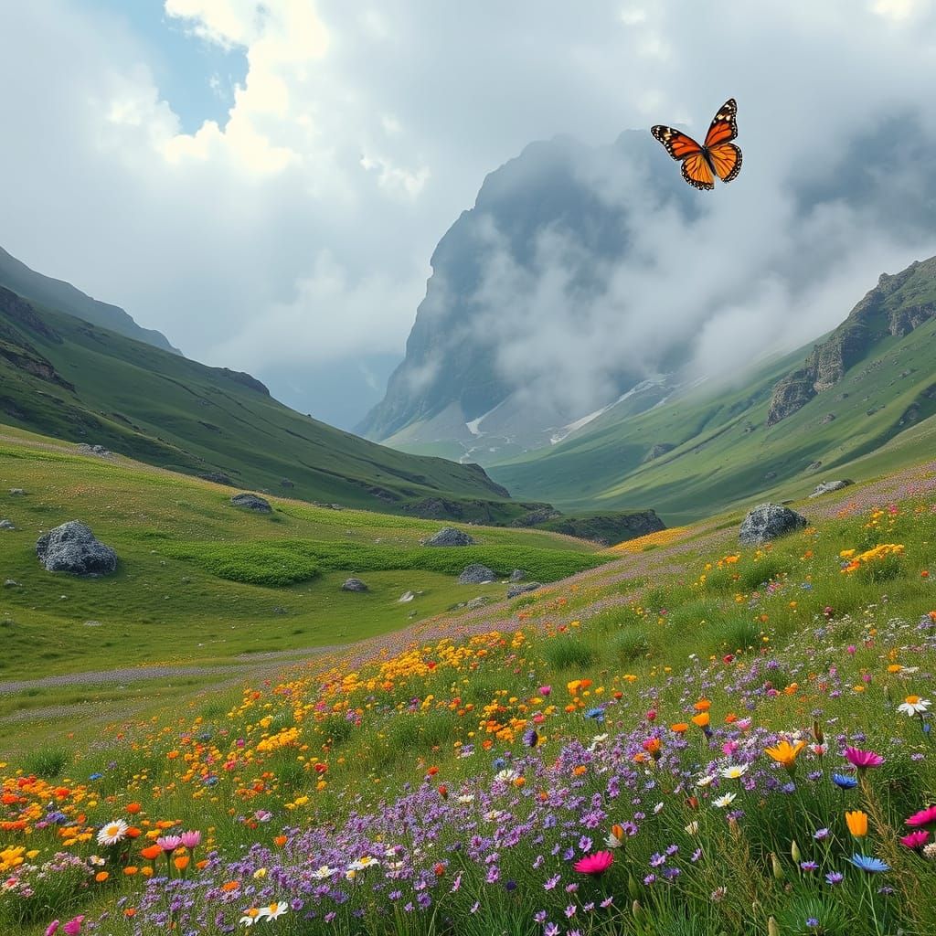 Ethereal Bogs Meet Colorful Meadows: Butterfly Dance