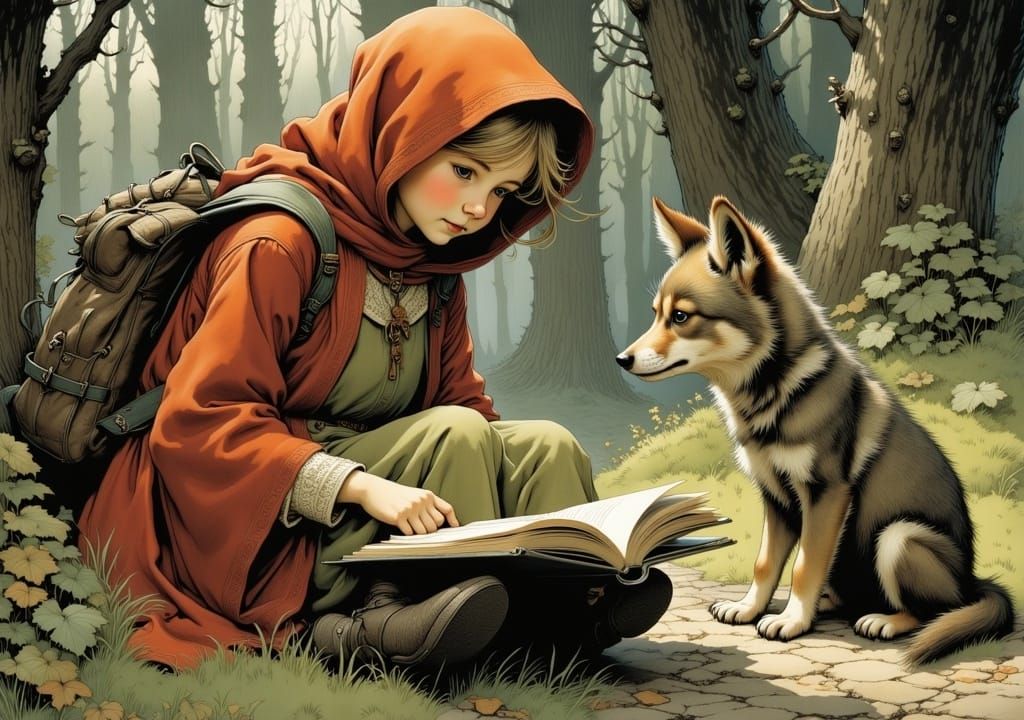 Grandmother Reads Fairy Tales: Whimsical Storybook Illustrat...