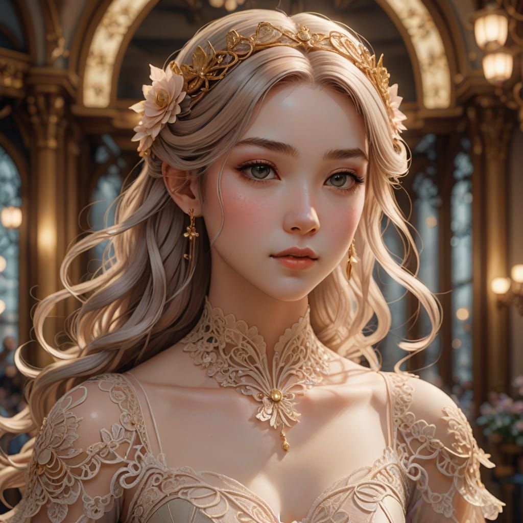 Art Nouveau Ballet Girl in Anime Style