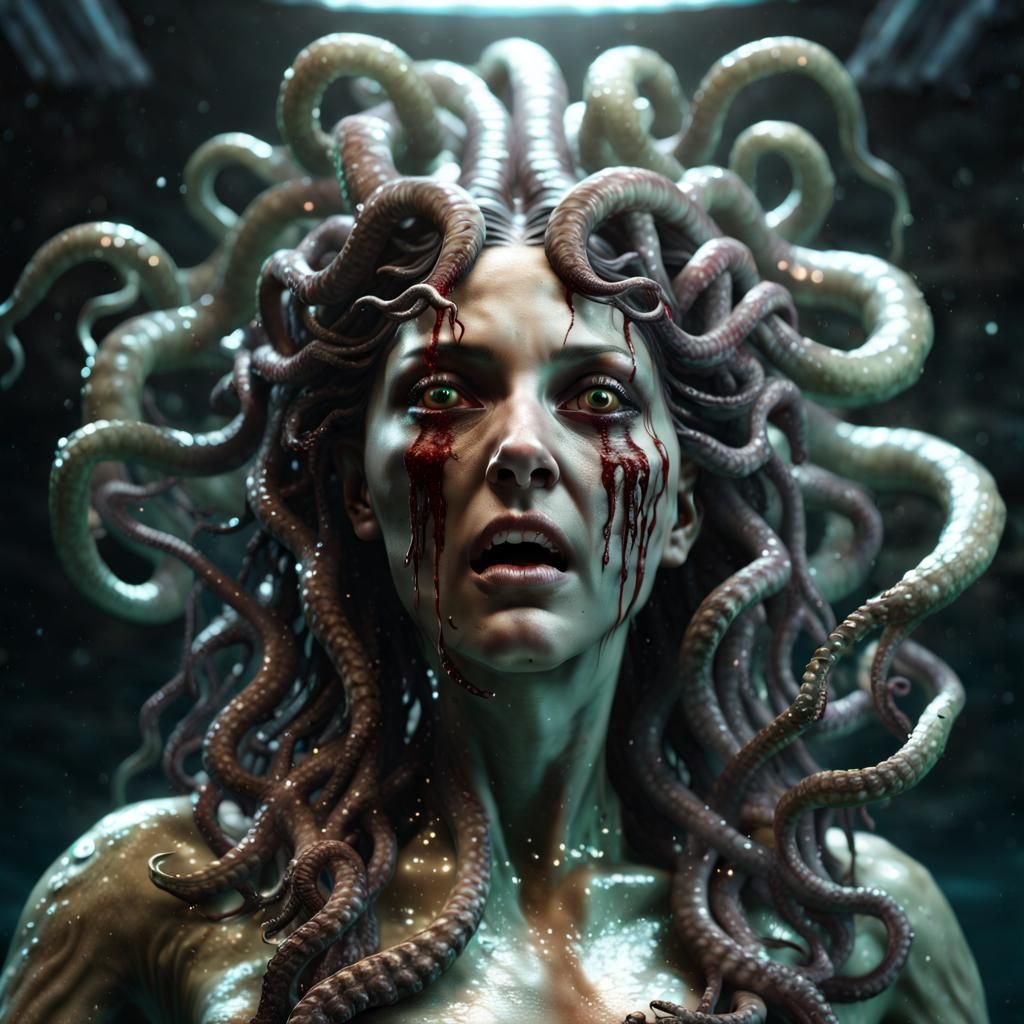 Photorealistic Medusa with Alien Vibes in CGI