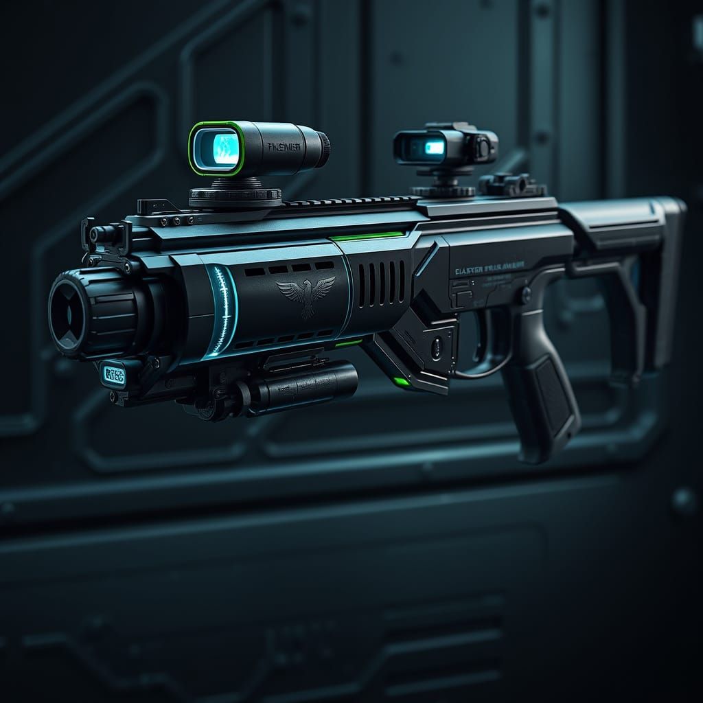 High-Tech Plasma Rifle in Dark Metallic Elegance