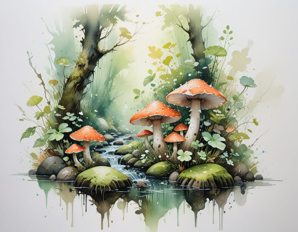 Fairy Tale Forest Glade with Crystal Brook