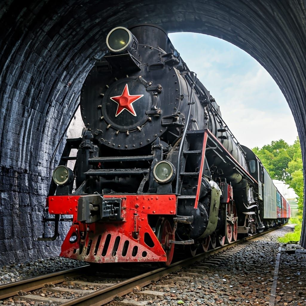 Decrepit Train in Tunnel with Pastel Colors
