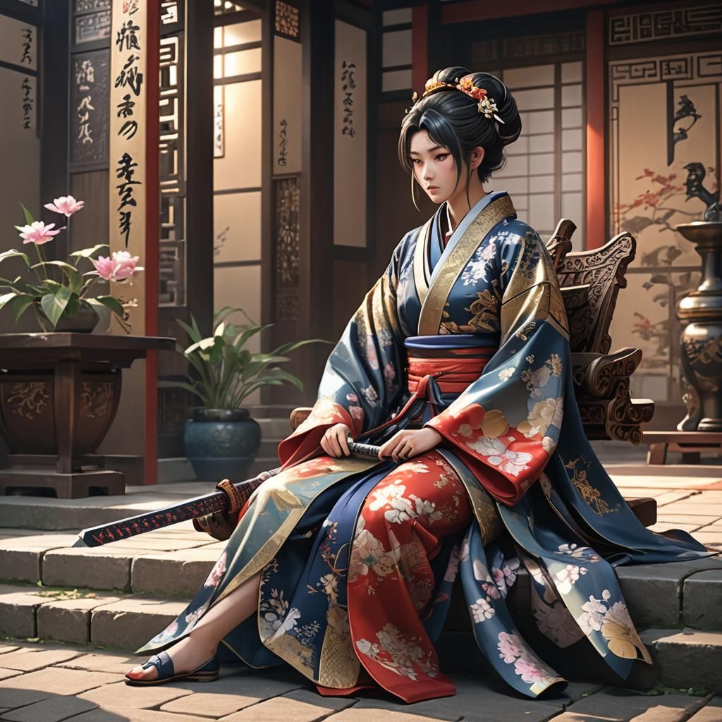 Anime Woman Interrogates Spy: 3D Art