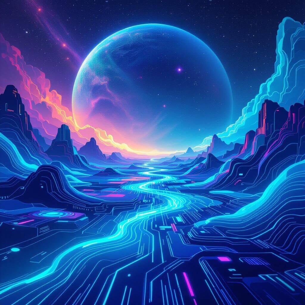 Futuristic Psytrance Album Cover: Cosmic Space Horizon