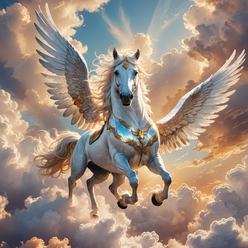 Pegasus Portrait in a Dreamy Fantasy Landscape