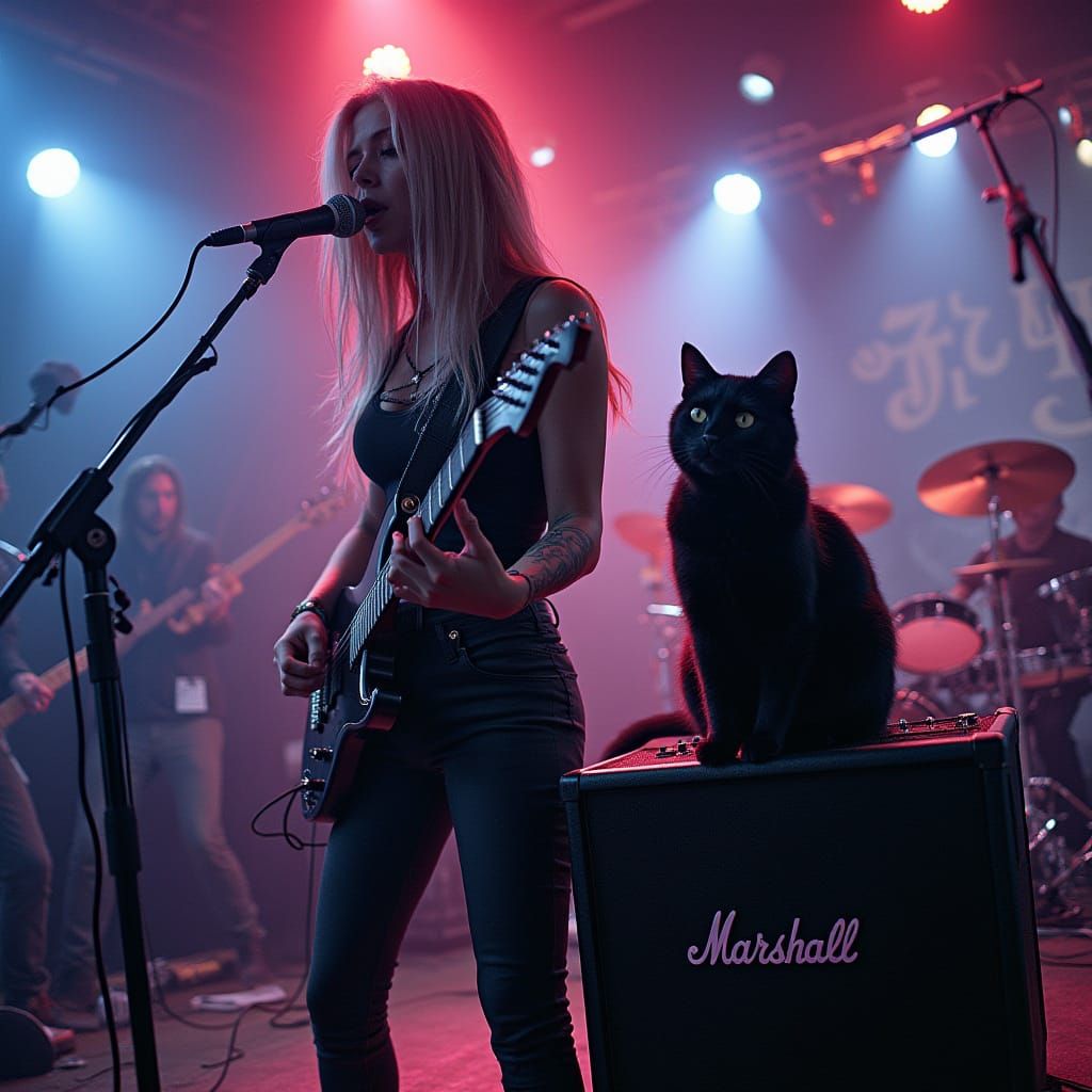Electric Storm: Female Metal Band Performs on a Dark Oceanic...