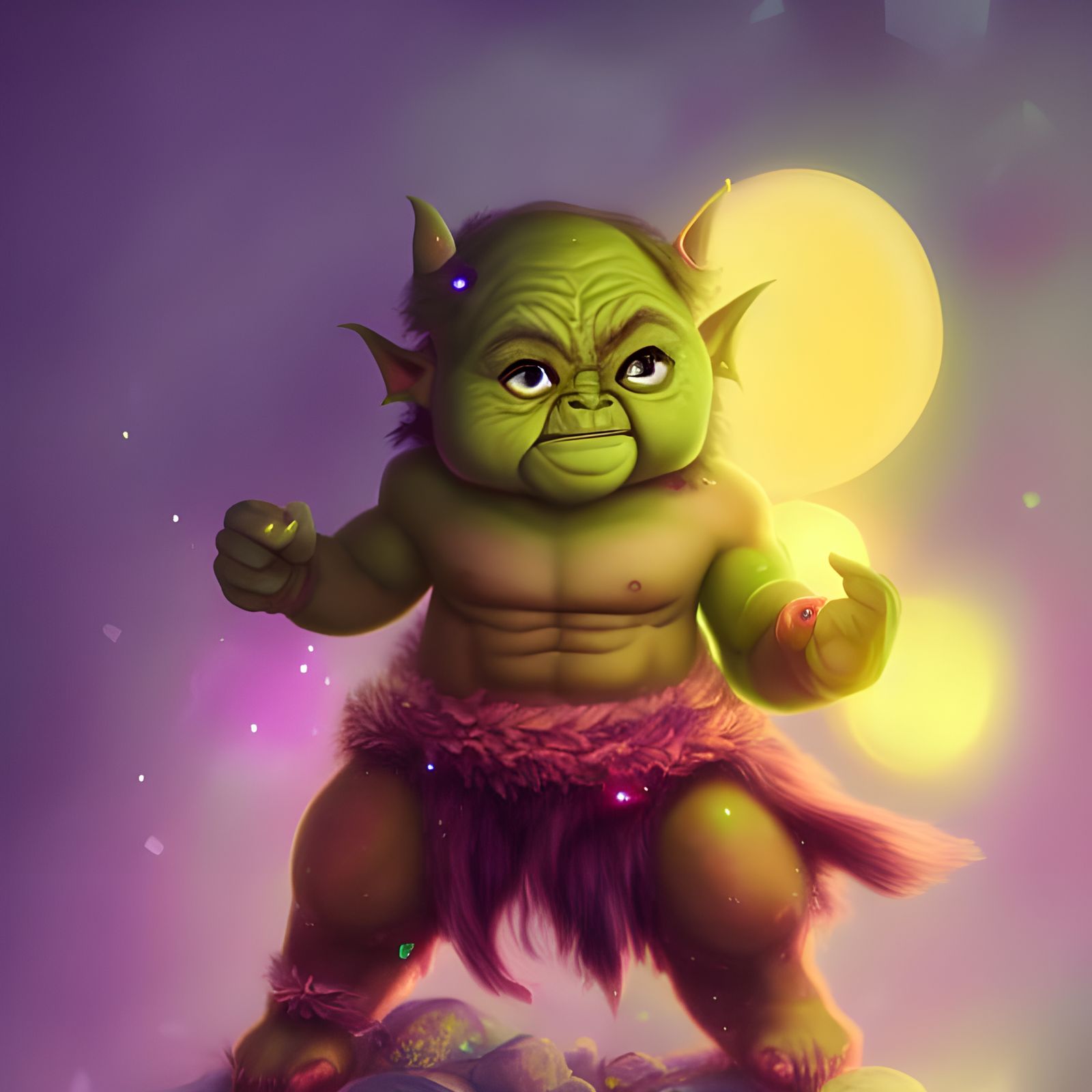 Adorable Chibi Orc with Crystalline Candy Club