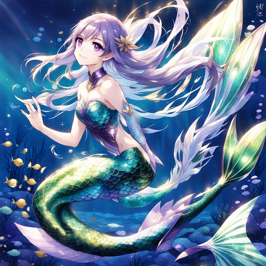 Enchanting Mermaid Pixie Hybrid in Anime Style